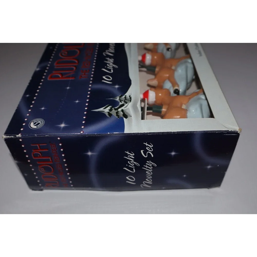RUDOLPH REINDEER Shaped 10 Lights Holiday Christmas Novelty Set Box TESTED WORKS